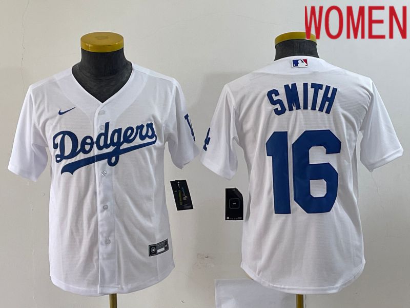 Women Los Angeles Dodgers #16 Smith White Nike Game 2023 MLB Jerseys->los angeles dodgers->MLB Jersey